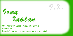 irma kaplan business card